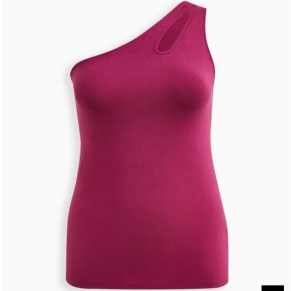 Torrid  Torrid 2 Top Magenta One Shoulder Cut Out Foxy Tank Shirt Plus Size